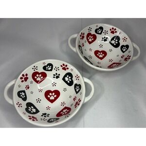 🐾Temp-tations Seasonal Set of 2 Essential Wok Bowls Pawfetti 16 Oz W/ Handles